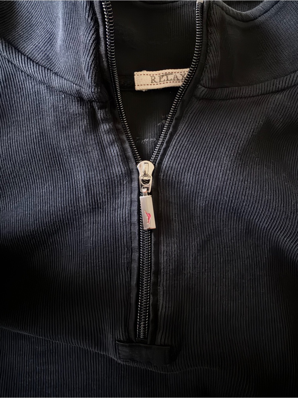 Tommy Bahama Men’s Black Quarter-Zip Sweater with Small Embroidered Marlin - Picture 3 of 3